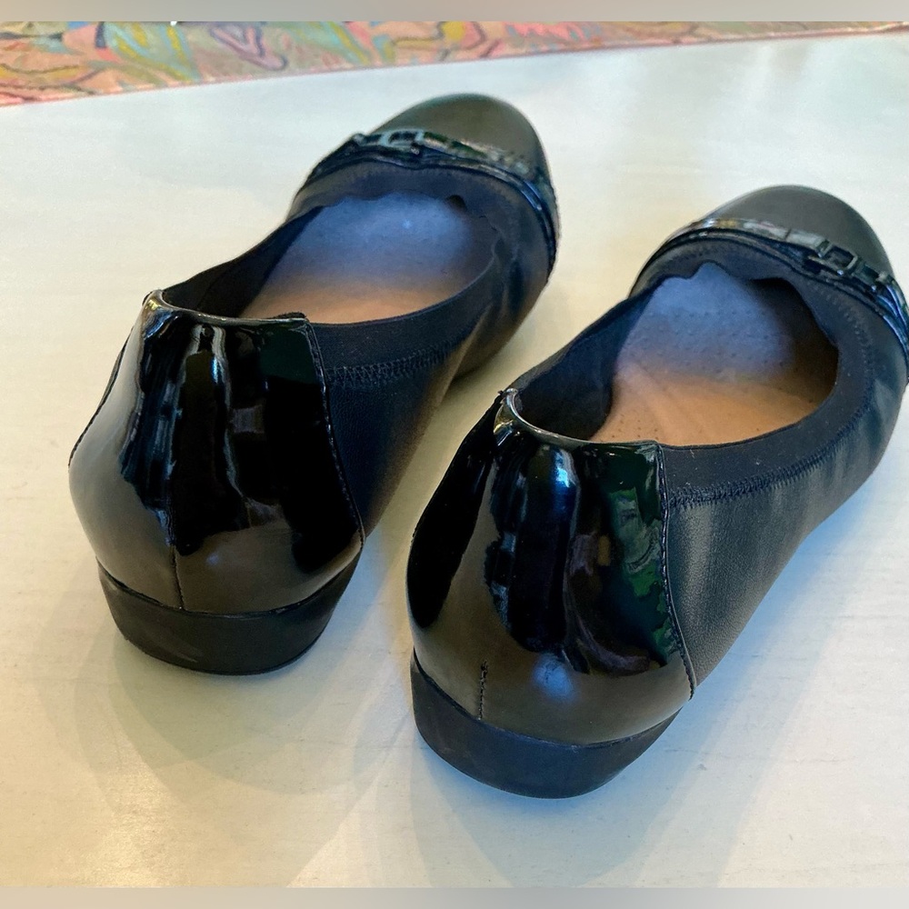 Clarks Kinzie Light Black Cushioned Comfort Leather Ballet Flats Size 8 - Picture 5 of 6